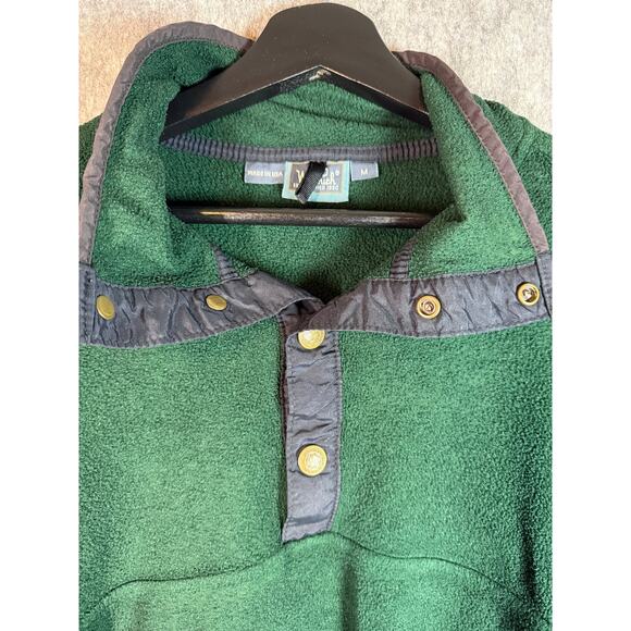 Vintage Woolrich Half Button Green Medium Fleece Made in USA Lightweight Jacket - Picture 2 of 7